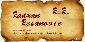 Radman Resanović vizit kartica